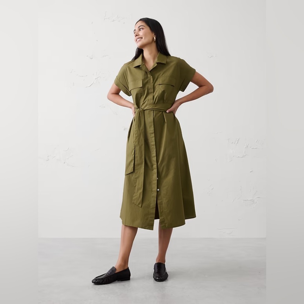 NWT! Banana Republic Poplin Utility Midi Shirtdress - Size Small ✏️
